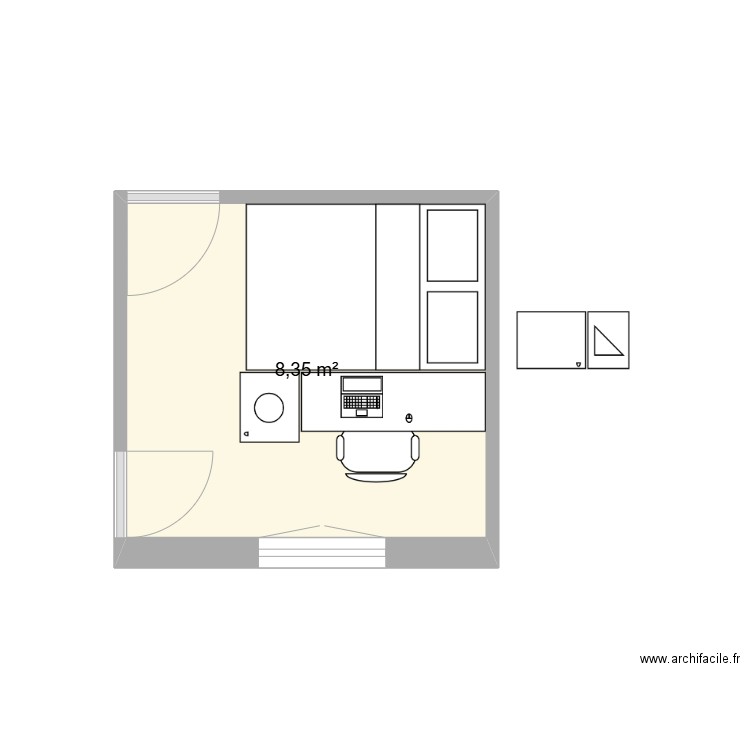 chambre Laure 1*. Plan de 1 pièce et 8 m2