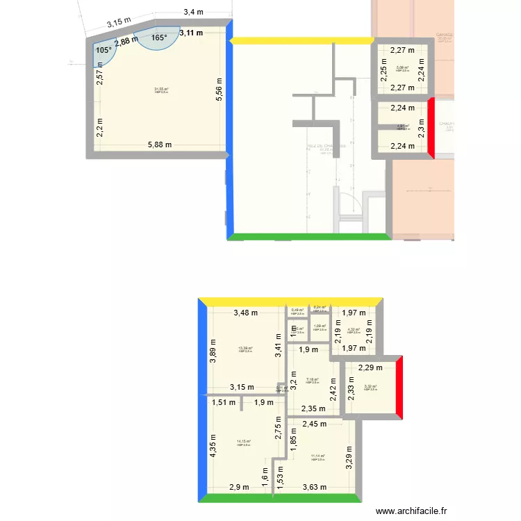 PROJET AGRANDISSEMENT 3 (toit). Plan de 30 et 293 m² PROJET AGRANDISSEMENT 3 (toit). Plan de 30 et 293 m²
