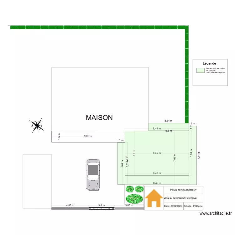 Zone terrassement du projet. Plan de 
