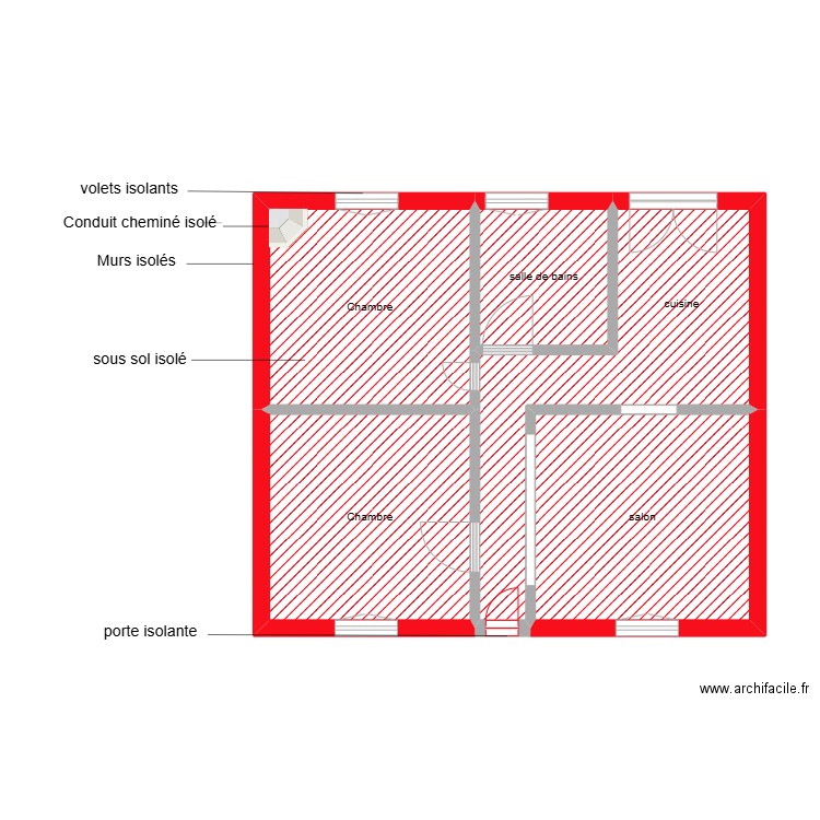 GROS plan étape 1. Plan de 5 pièces et 48 m2