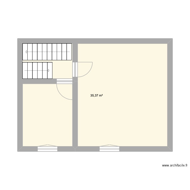 Chambre + SDB Logan. Plan de 1 pièce et 35 m2