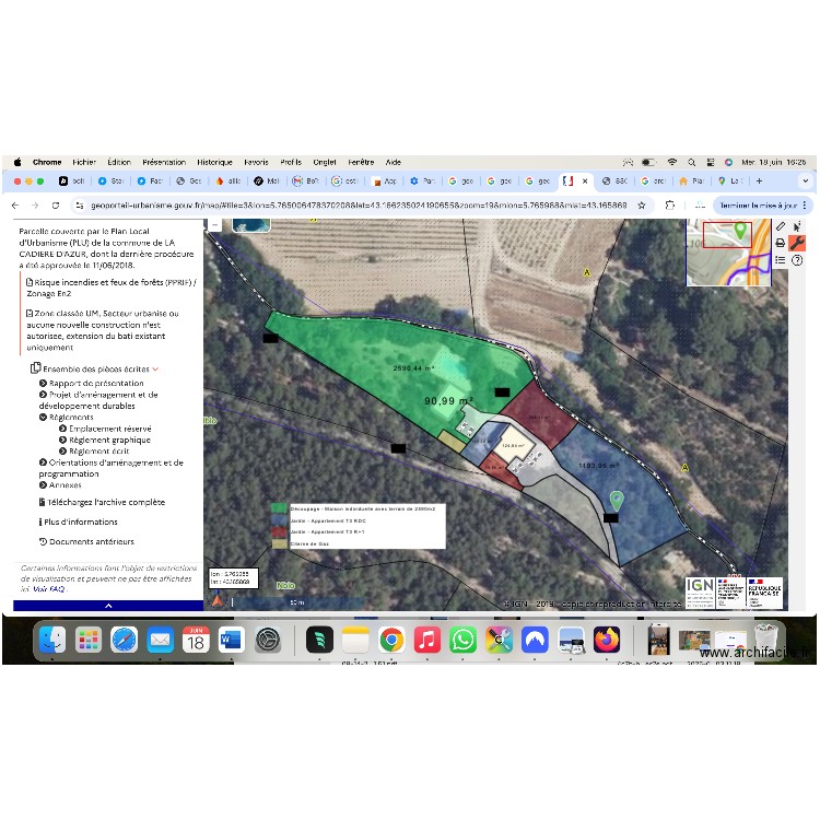 la cadiere. Plan de 2 pièces et 216 m2