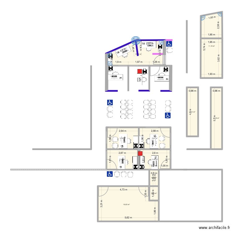accueil AM. Plan de 11 pièces et 72 m2