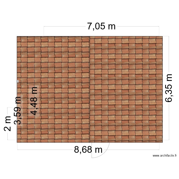 suite. Plan de 3 pièces et 38 m2