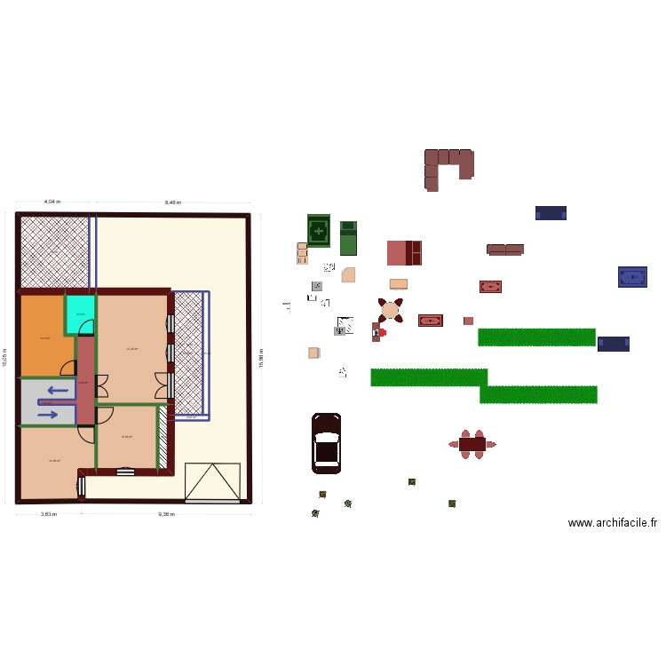 Maison 1. Plan de 15 pièces et 182 m2