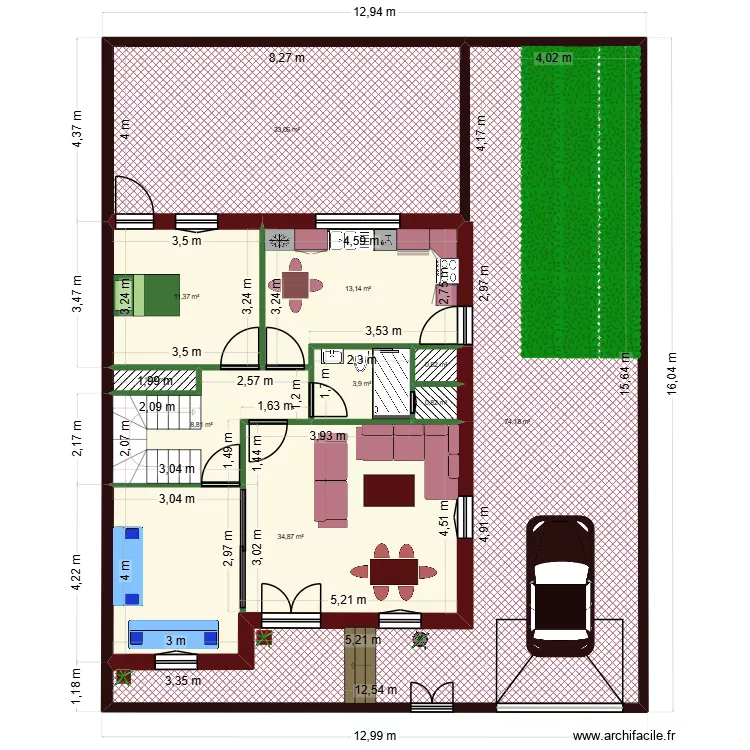 Maison 1. Plan de 10  et 182 m²