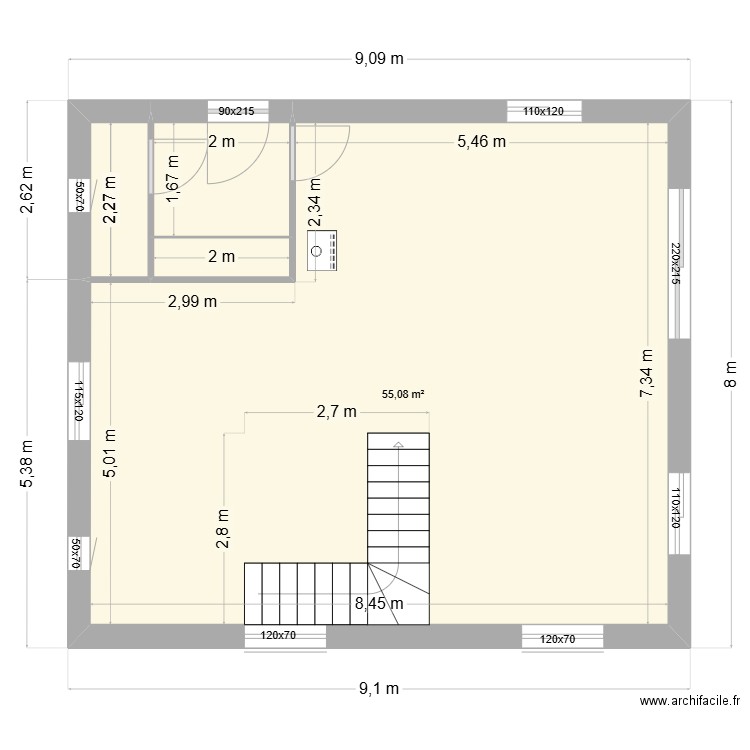 RDC PLACO JORGE. Plan de 4 pièces et 62 m2