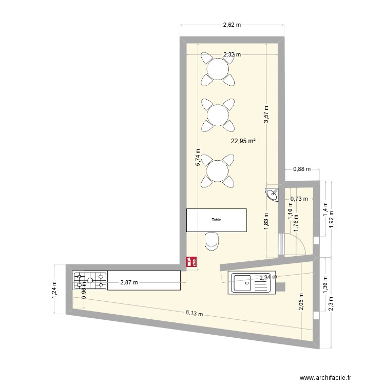 ahmed wahia. Plan de 1 pièce et 23 m2