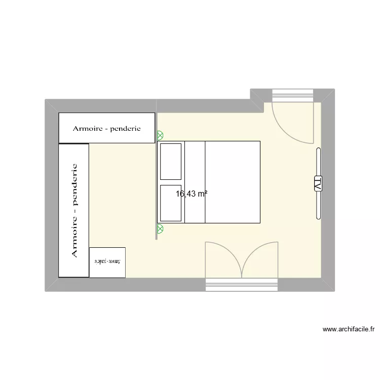 Chambre. Plan de 1 et 16 m² Chambre. Plan de 1 et 16 m²