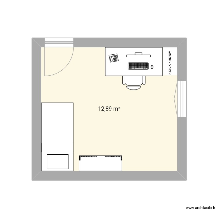 Mathilde. Plan de 1 pièce et 13 m2