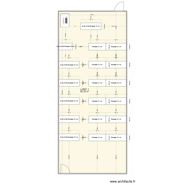 Salle de Cours Labo 1 35 &eacute;l&egrave;ves  souhait SVT. Plan de 1  et 85 m²