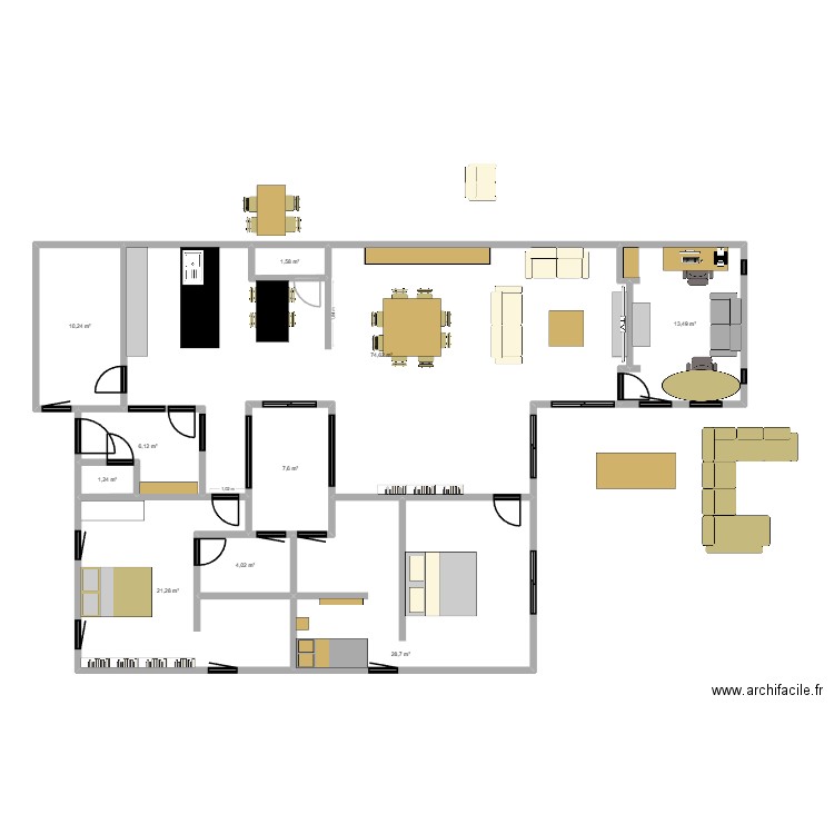 plan vanessa. Plan de 10 pièces et 169 m2