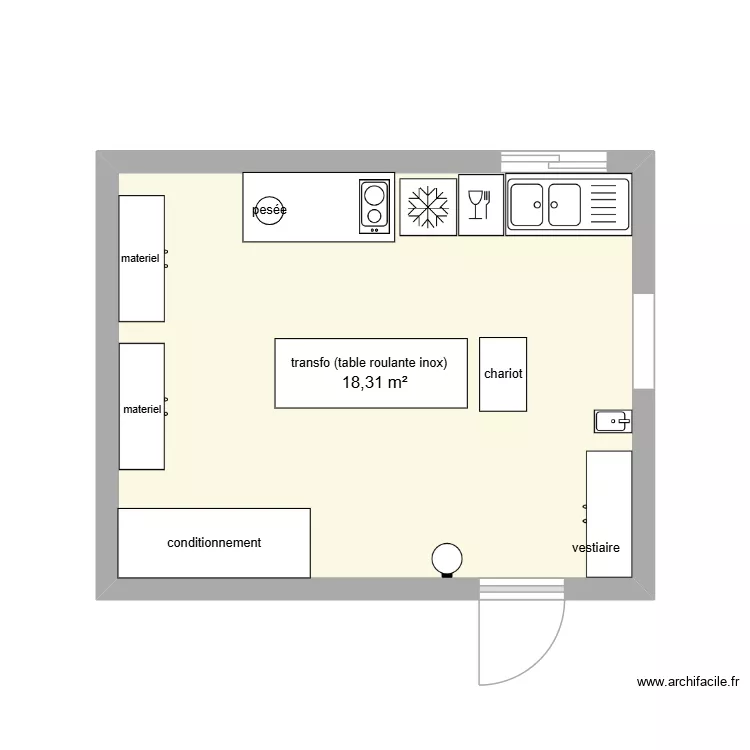 plan labo mu. Plan de 1  et 18 m²