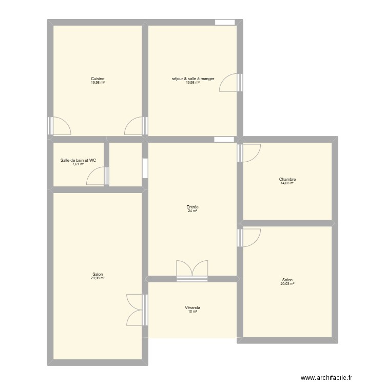 hassen. Plan de 8 pièces et 146 m2