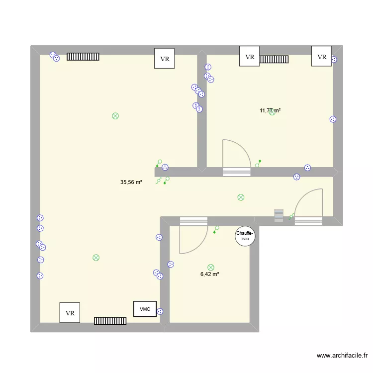 AMIDI petit appart. Plan de 3  et 54 m²