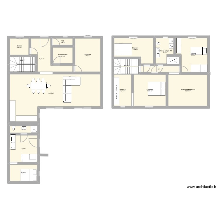 PlanV2. Plan de 18 pièces et 173 m2