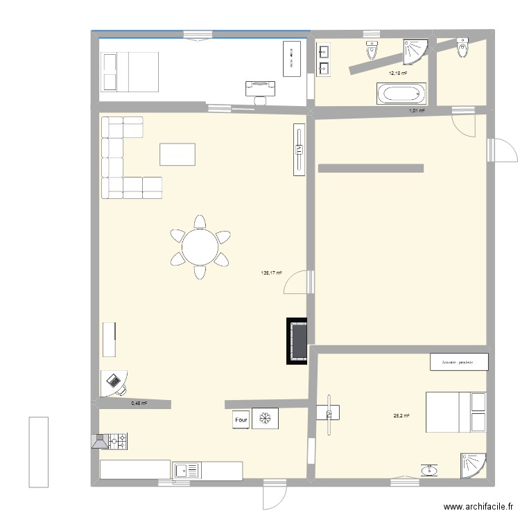 maiso,. Plan de 6 pièces et 174 m2