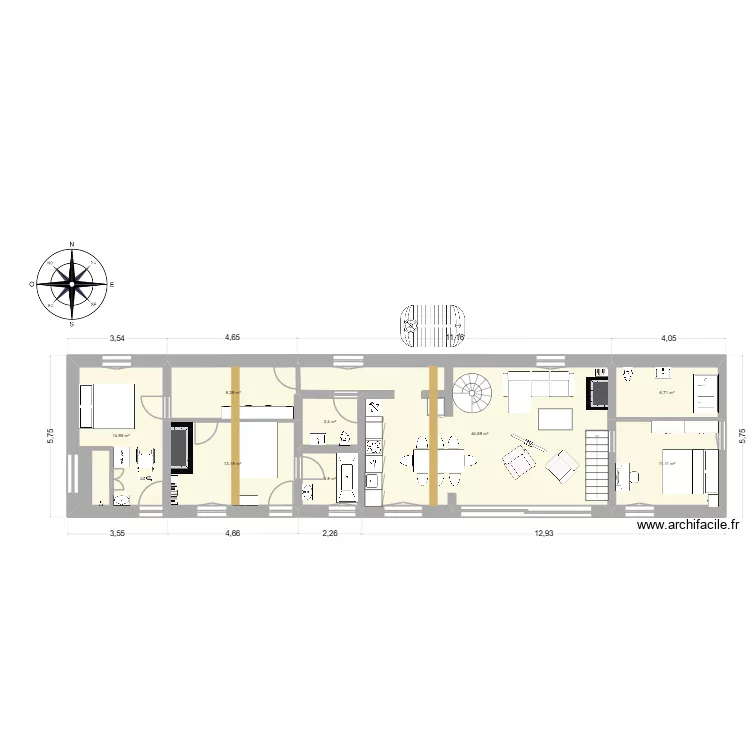 La Frette avec travaux_v2. Plan de 8  et 106 m²