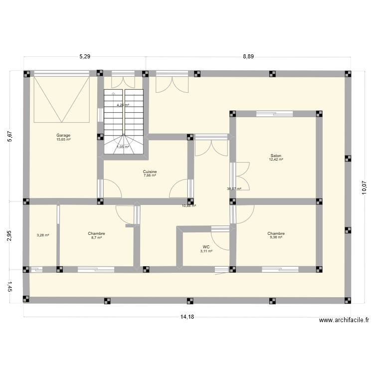 maison 14/10 khalifabcc. Plan de 11 pièces et 114 m2