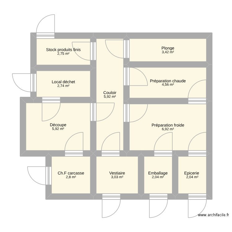 Plan Cazalé. Plan de 11 pièces et 42 m2