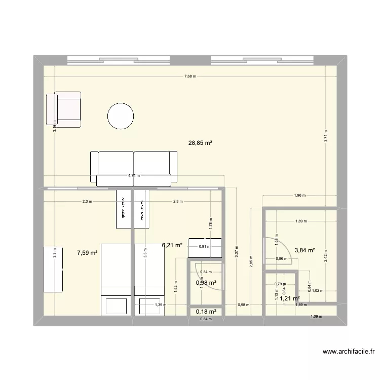 Gray d\'Albion. Plan de 7 et 49 m² Gray d\'Albion. Plan de 7 et 49 m²