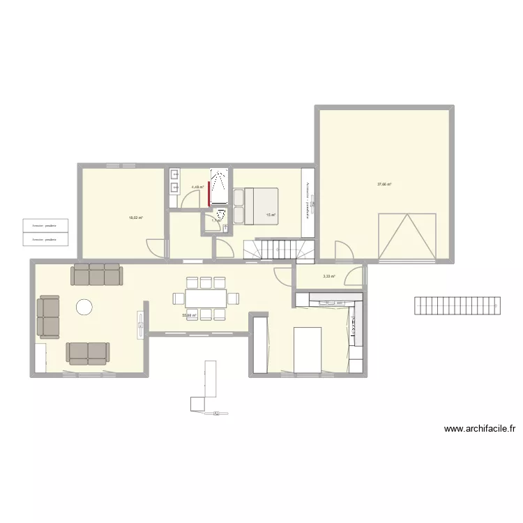 a modifier. Plan de 7 Pièces et 135 m²