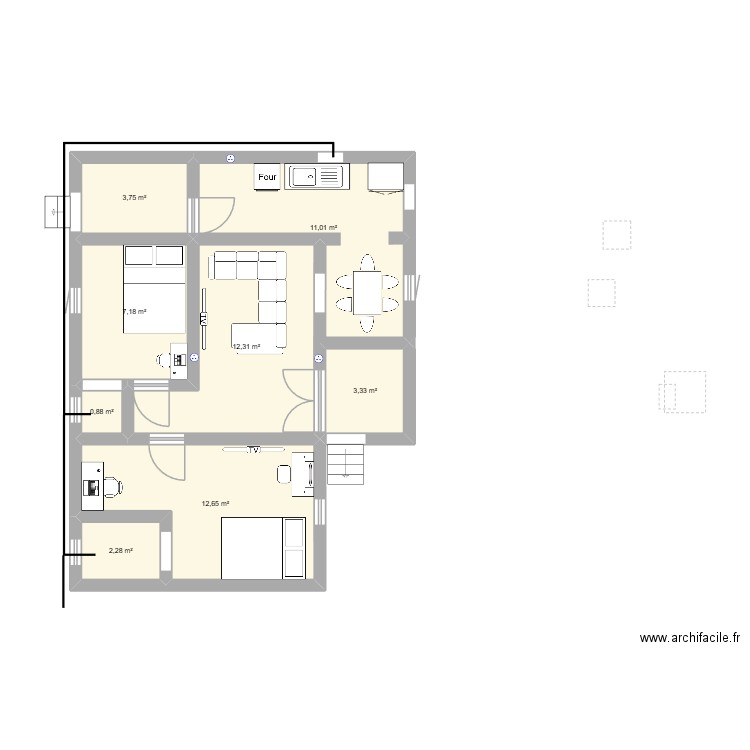 Maison_IMI0. Plan de 8 pièces et 53 m2