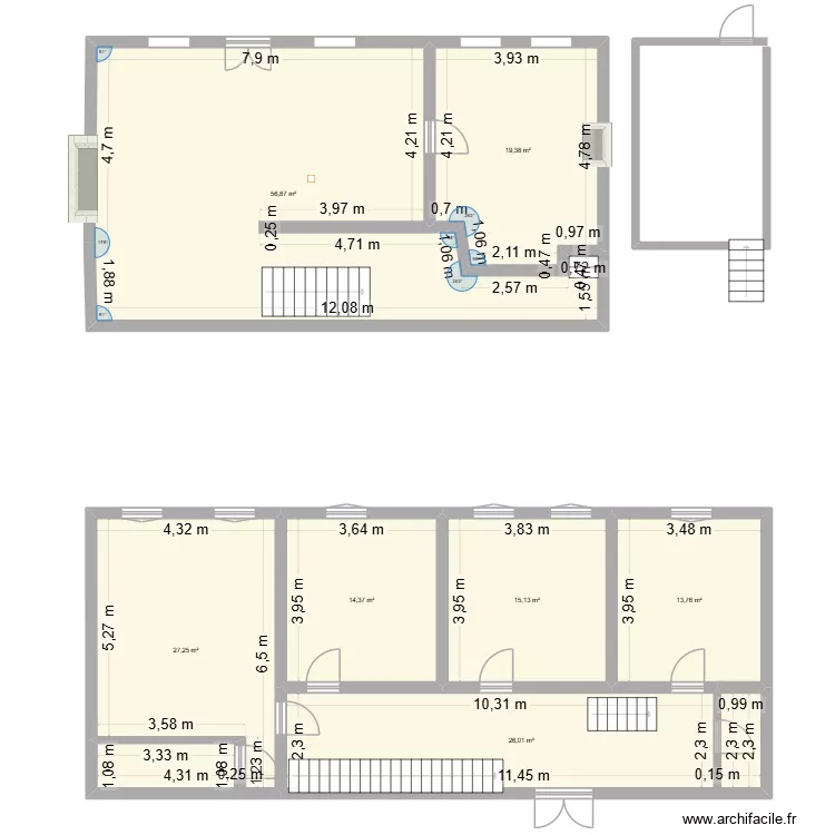 Tauves rdc. Plan de 7  et 173 m²