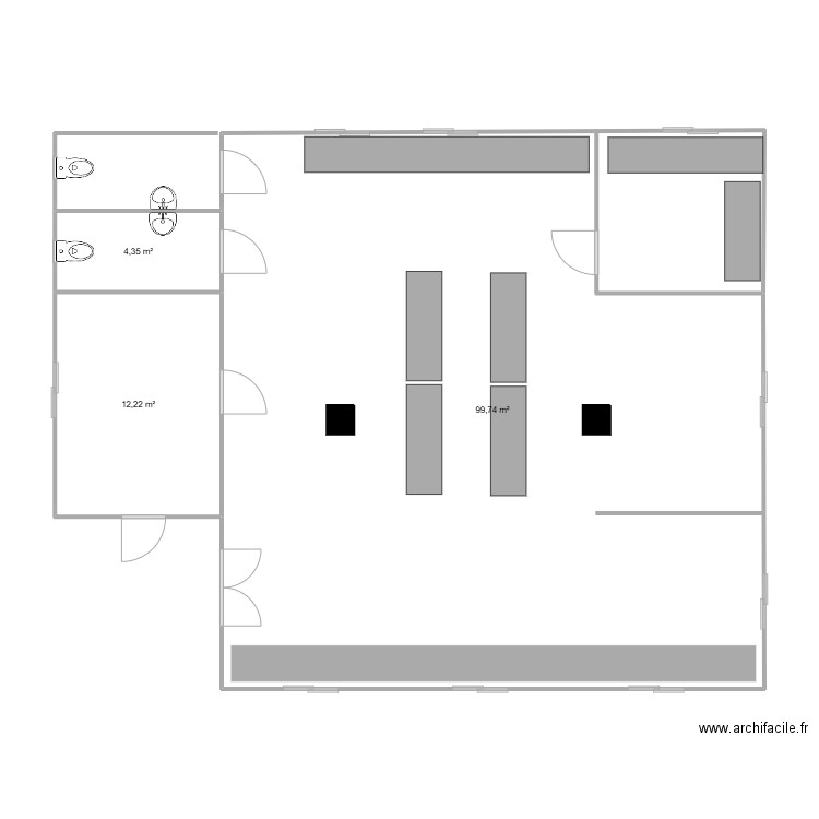 ASP. Plan de 3 pièces et 116 m2