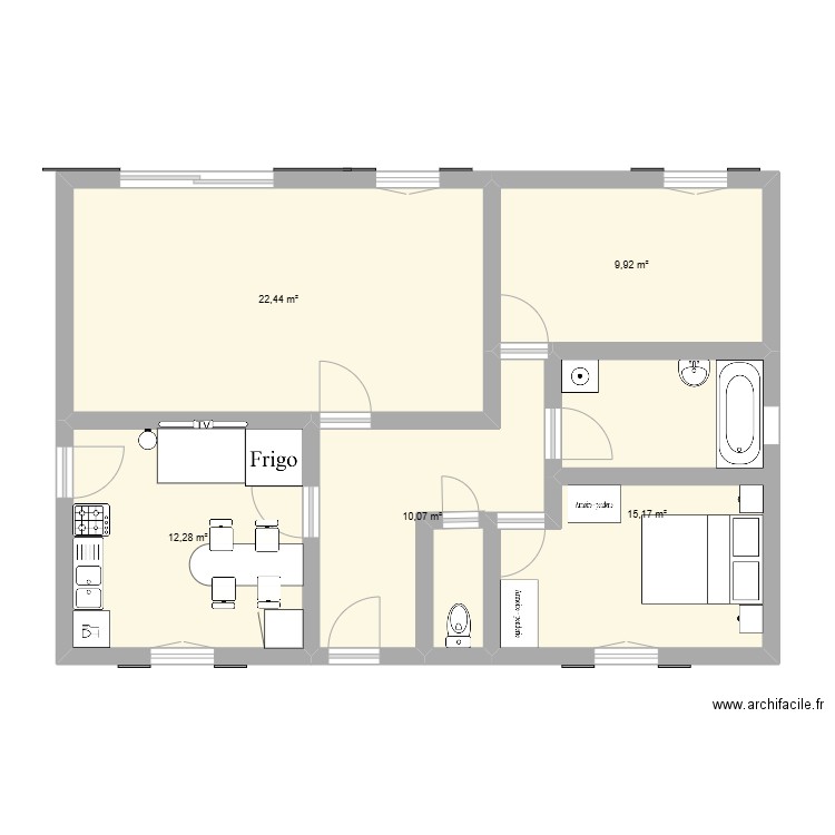 maison. Plan de 5 pièces et 70 m2