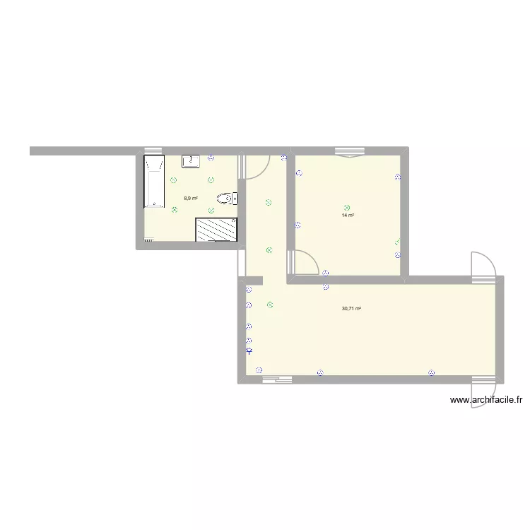anita. Plan de 3  et 54 m²