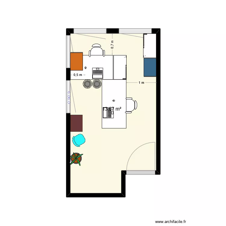 bureau C & K V3. Plan de 1  et 14 m²