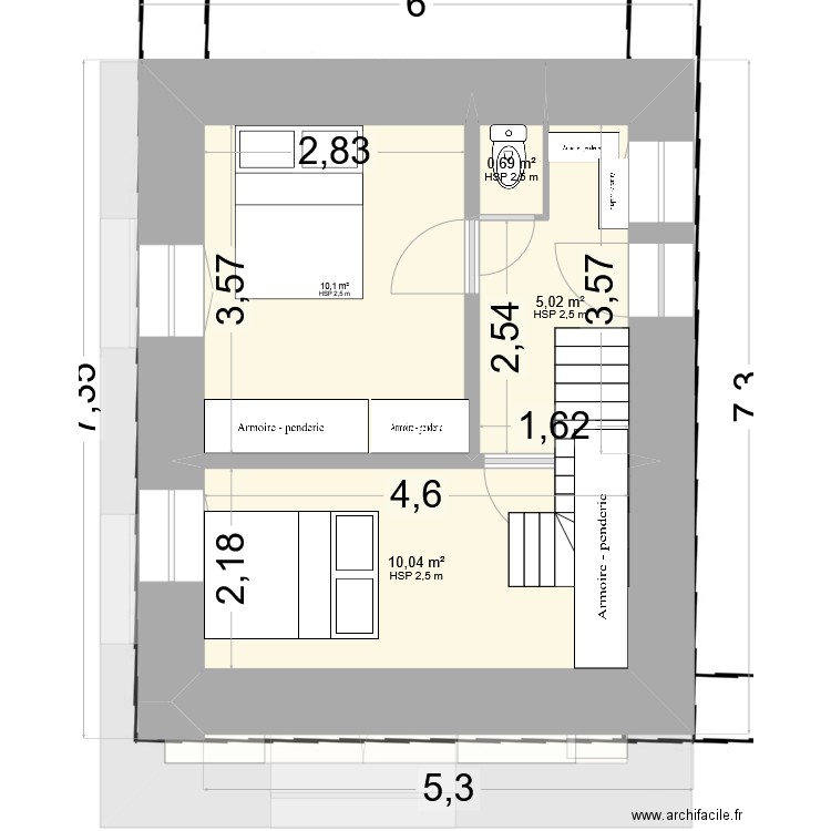V1a_Longère escalier nord. Plan de 0 pièce et 0 m2