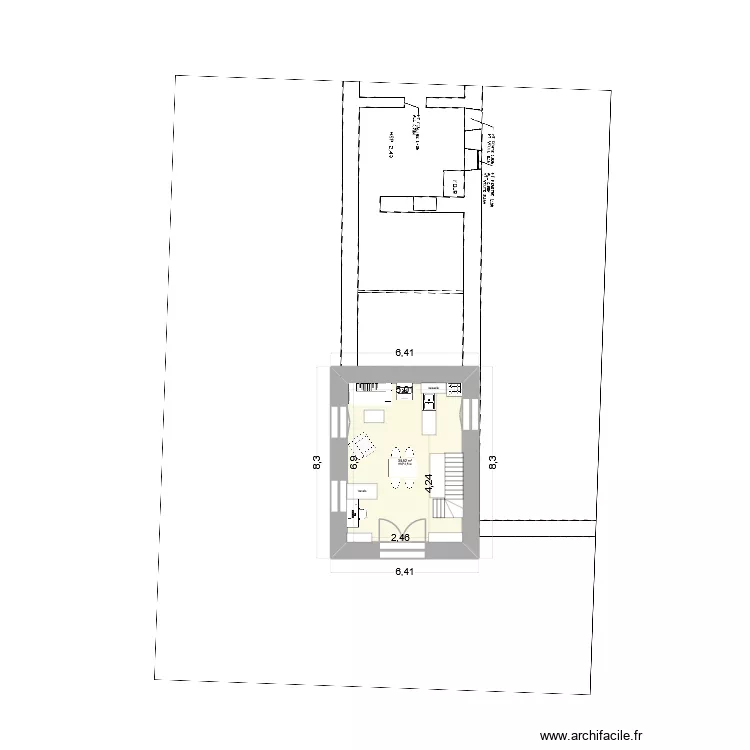 V1a_Long&egrave;re escalier nord. Plan de 