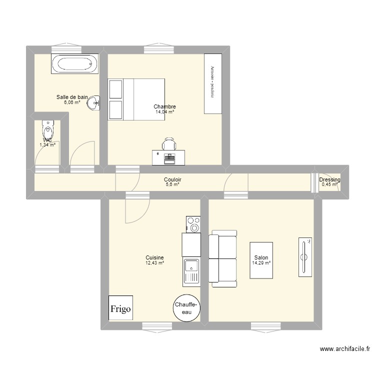 MICHELETTO. Plan de 7 pièces et 54 m2