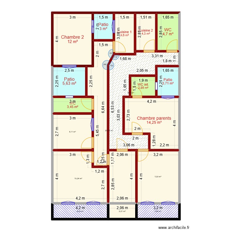 PLAN ETAGE 1. Plan de 14 pièces et 132 m2