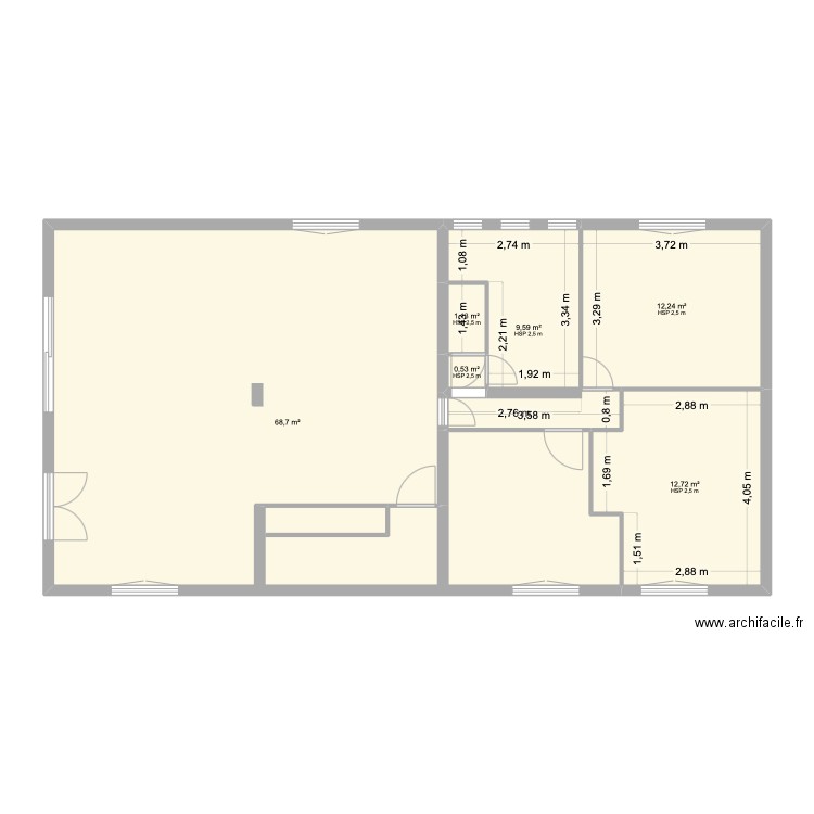 MAISON. Plan de 6 pièces et 105 m2