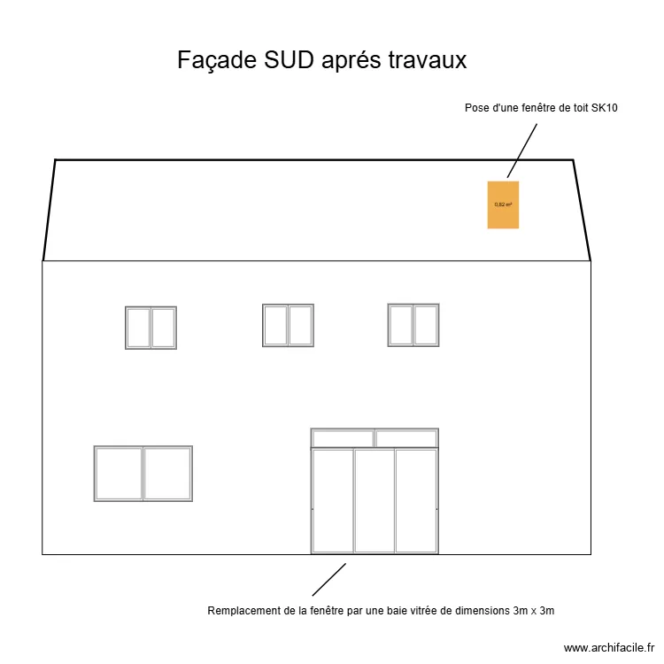 DPC4 Plan Facade SUD cot&eacute;. Plan de 
