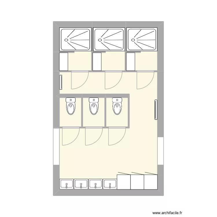 Plan vestiaire ALFA. Plan de 7  et 25 m²