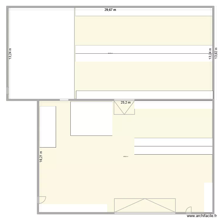magasin. Plan de 2  et 801 m²