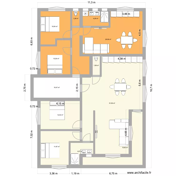 plan travaux vide. Plan de 12  et 158 m²