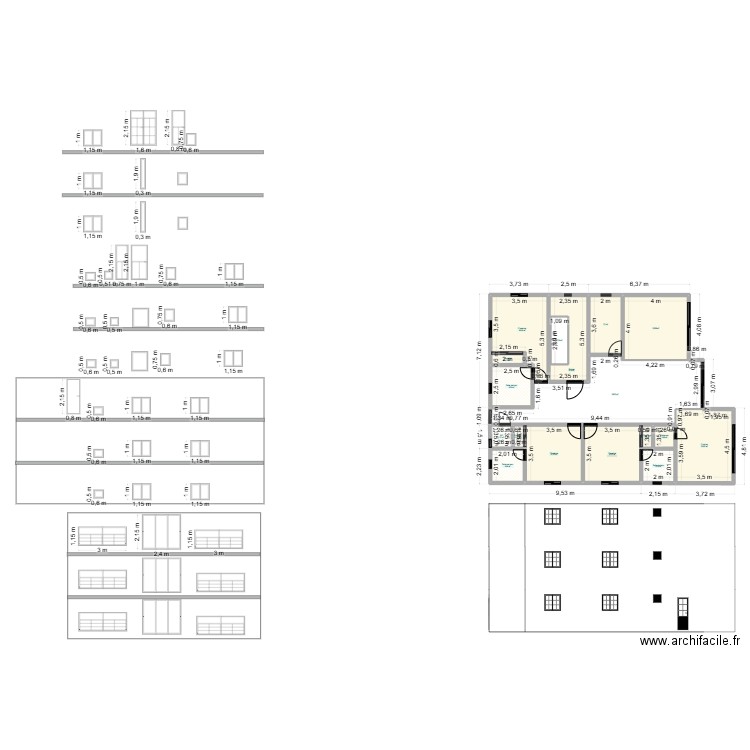 YENEessai. Plan de 50 pièces et 453 m2