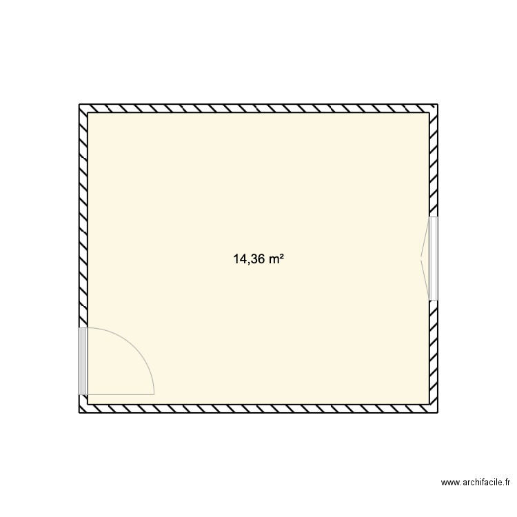 Chambre 1. Plan de 1 pièce et 14 m2