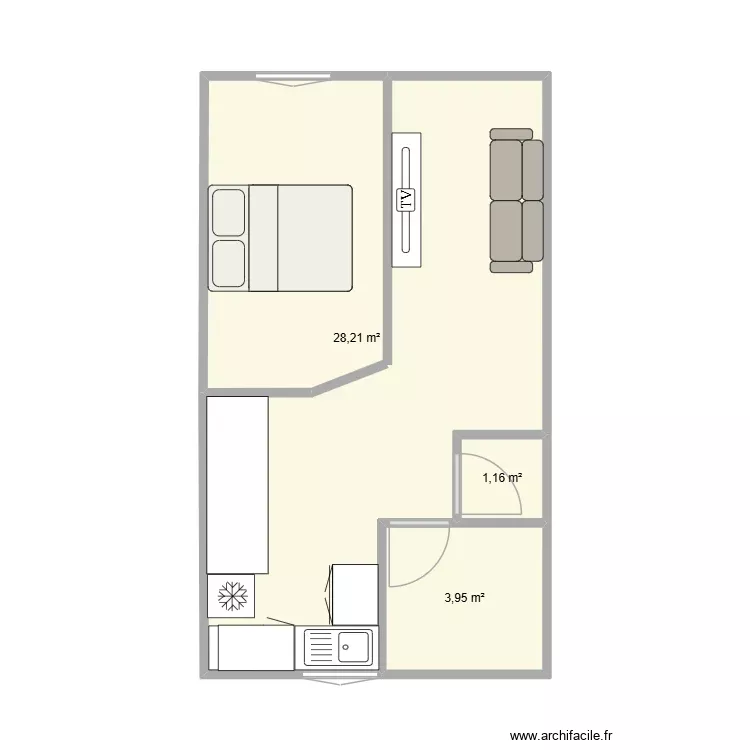 etage. Plan de 3 Pièces et 33 m² etage. Plan de 3 Pièces et 33 m²