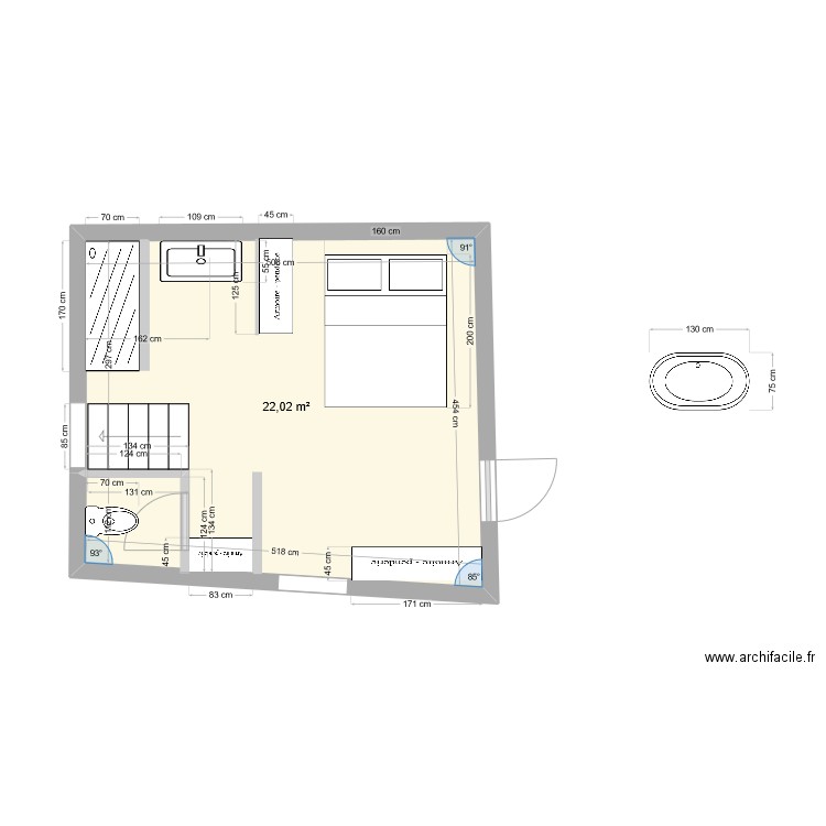 CHAMBRE 1 SDB v2. Plan de 0 pièce et 0 m2