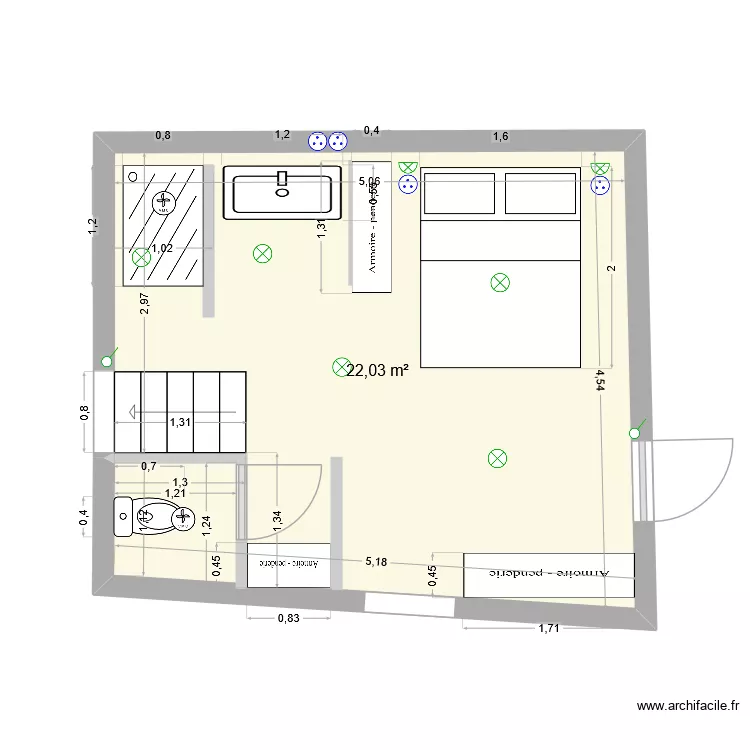 CHAMBRE 1 SDB v2. Plan de 