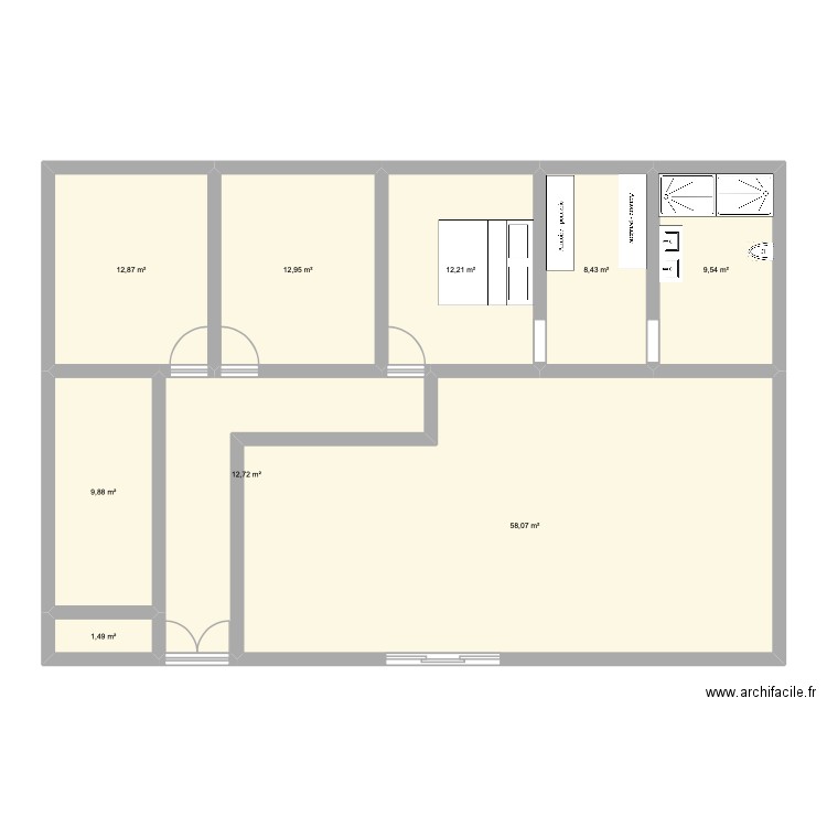 maison 1. Plan de 9 pièces et 138 m2
