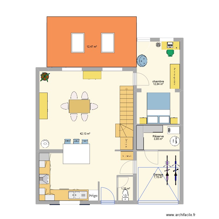 Céline rdc + étage. Plan de 17 pièces et 146 m2