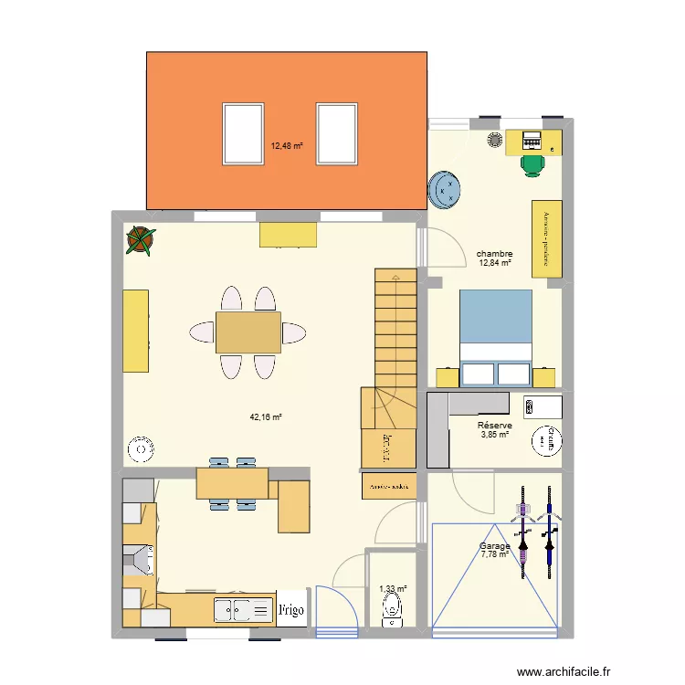 C&eacute;line rdc + &eacute;tage. Plan de 
