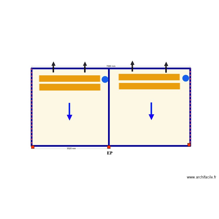 Hans anton. Plan de 2 pièces et 23 m2